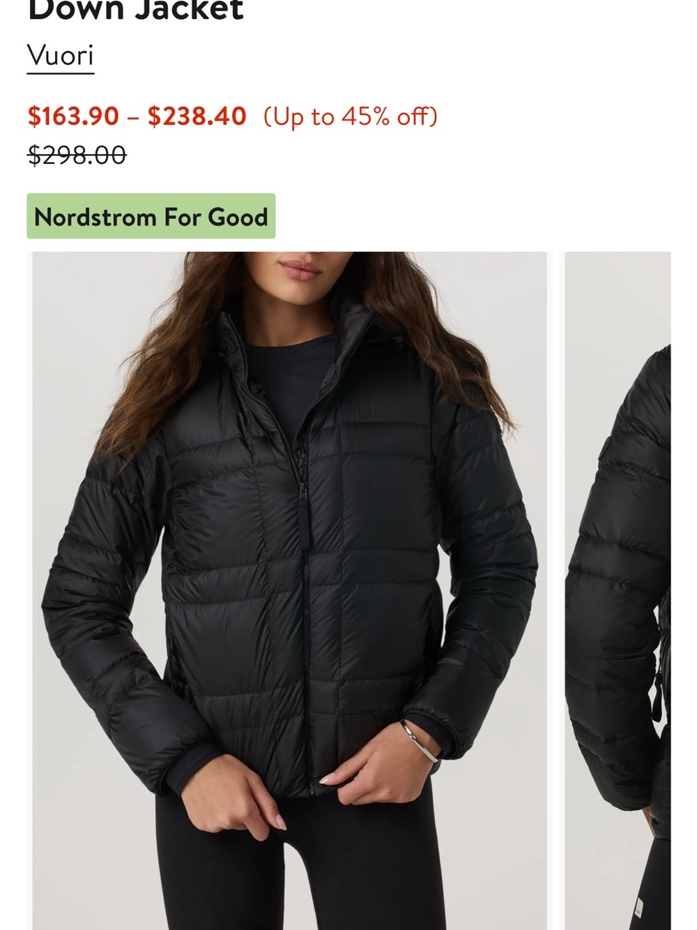 Vuori Black Quilted Puffer Jacket with built-in hoodie - Picture 7 of 8